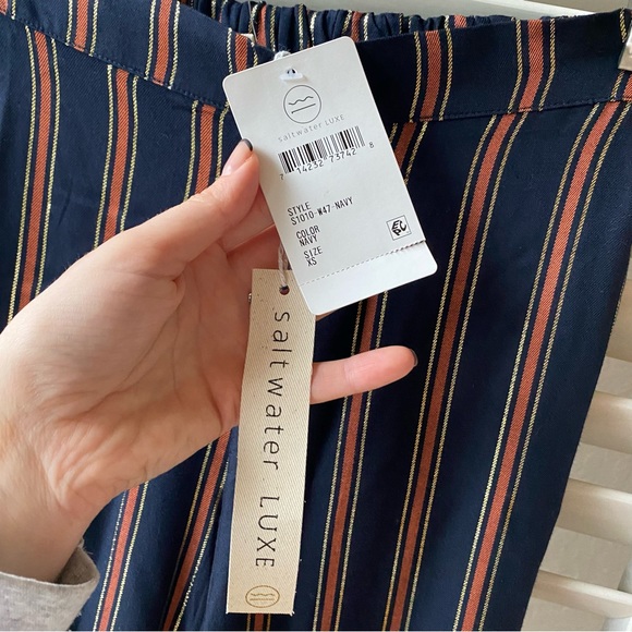 SALTWATER LUXE - Dover Bottom/Pants in Metallic Stripes Size XS - Picture 7 of 9